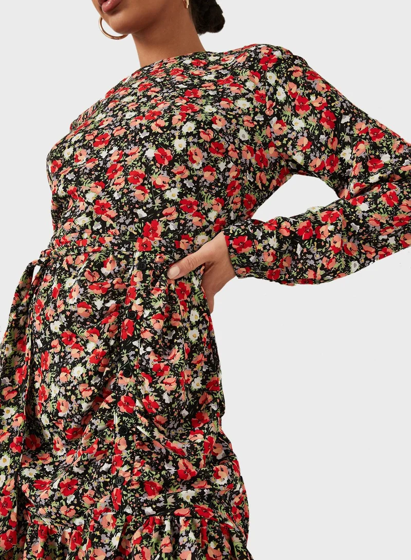 Missguided Floral Print Mini Dress