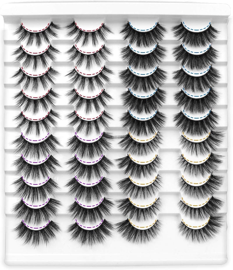 Leipple False Eyelashes 20 Pairs Professional Reusable 3D Wispy Lashes Natural Waterresistant Thick Fluffy Fake Eyelashes Faux Eyelashes 4 Styles