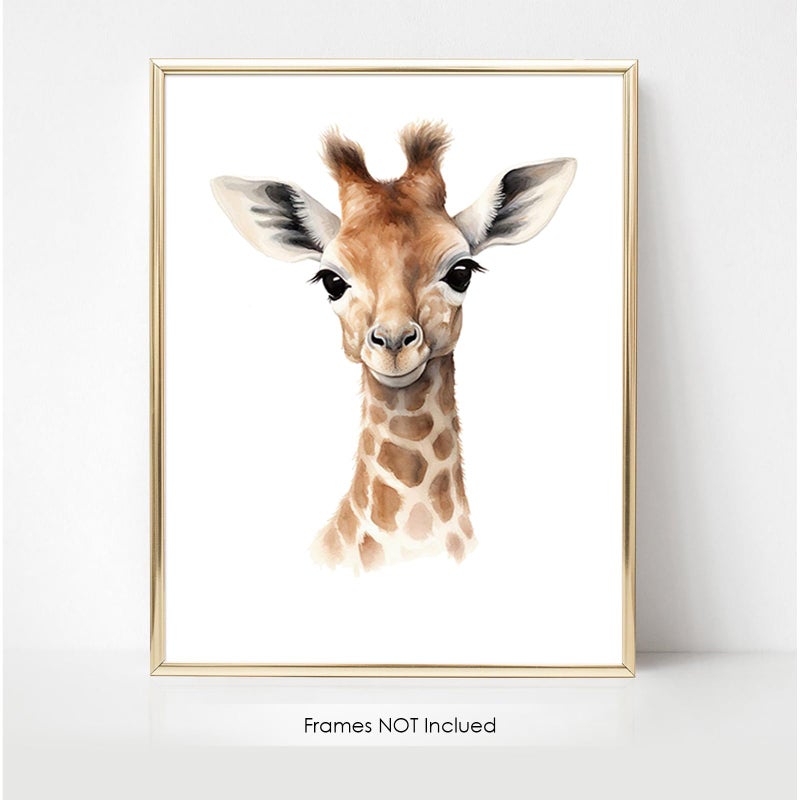 VicBou 6 PCS Cartoon Animals Wall Art Nursery Decor Cute Elephant Giraffe Leopard Zebra Deer Inspirational Wall Decor Unframed Posters Nursery Print Paintings Artwork for Home Bedroom Living Room 8x10 In - Image 4