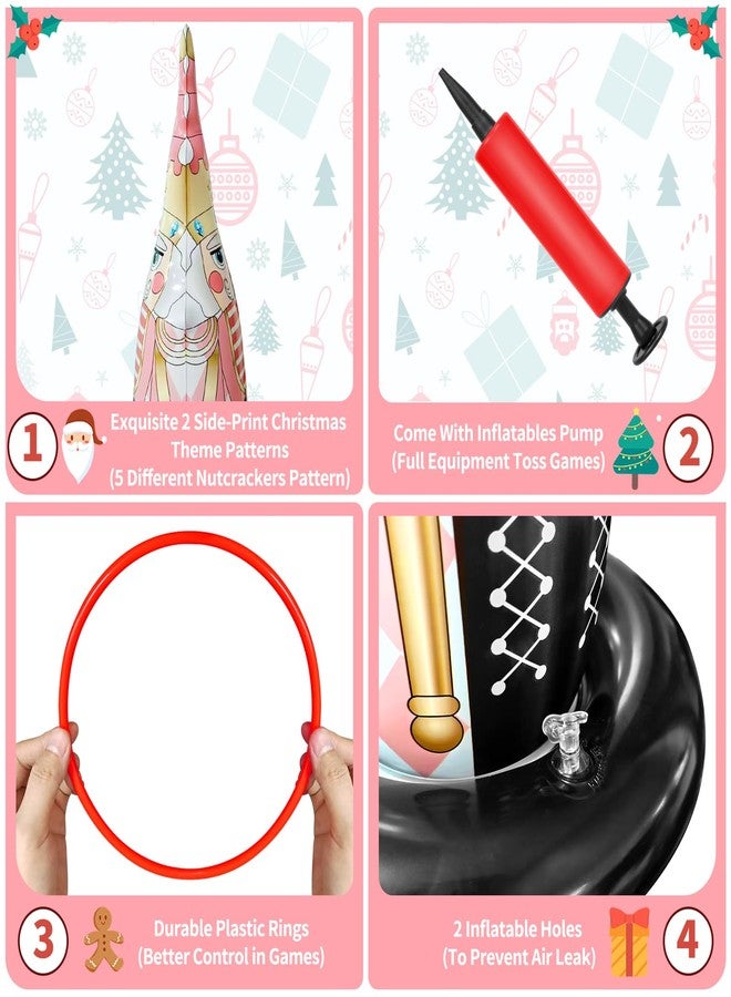 anroog Christmas Ring Toss Games for Family Kids Party 5 Pack Inflatable Nutcrackers Toss Game Adults for Indoor Outdoor Garden Toys Gifts Holiday Decorations - Image 5