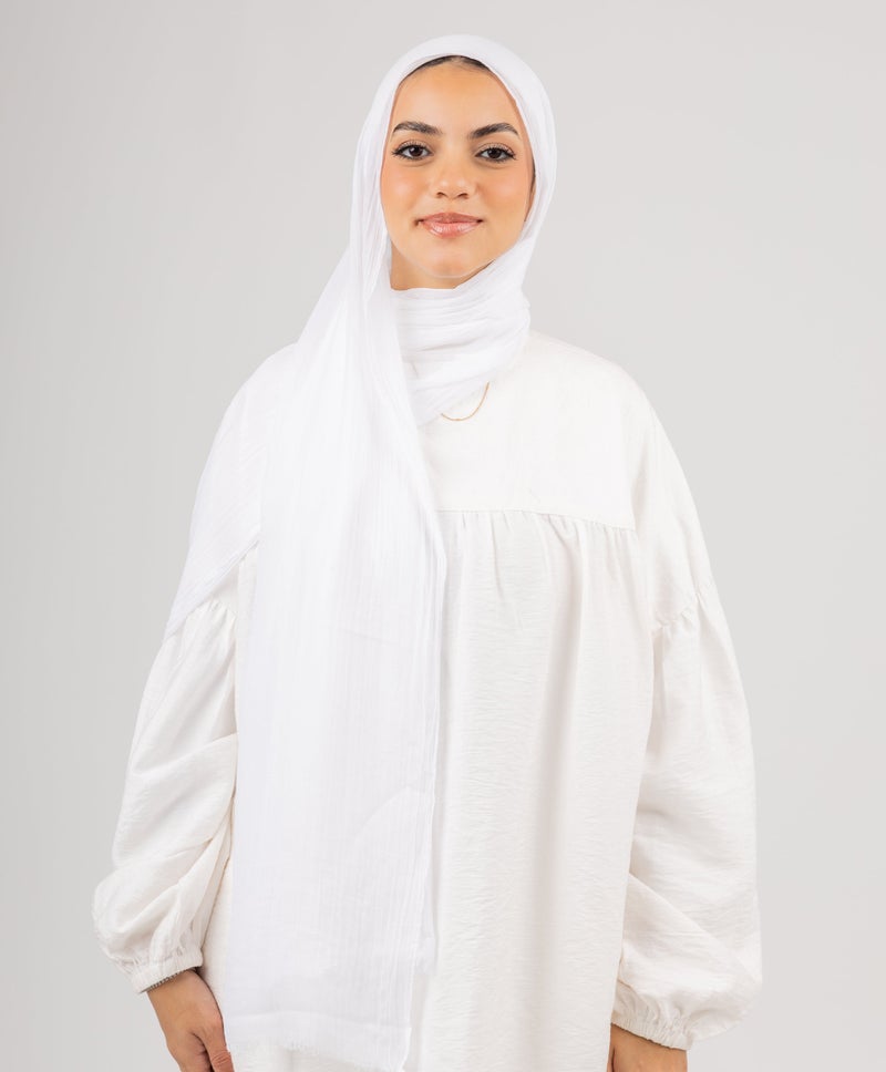 Soft White Cotton Scarf — White