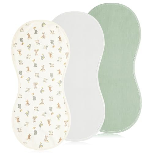 Hahafelt 3 Pcs Changing Pad Liners Fits in Peanut Shape Changing Pad Waterproof Diaper Mats Organic Cotton Peanut Mats are Warm on a Babys Back Washable ReusableBright StyleGreen - Image 1