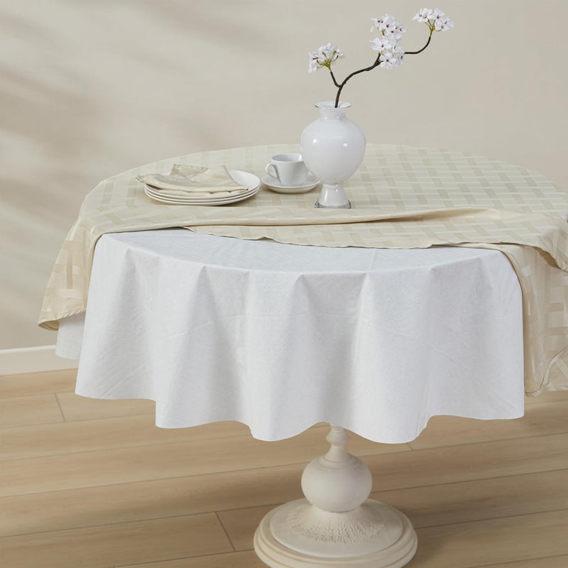 Newbridge Quilted Waterproof Cut to Fit Table Pad Protector with Flannel Backing, Heat Resistant, Wipe Clean, Cushioned Pad Protects Table from Spills and Scratches (52" Round) - Image 1