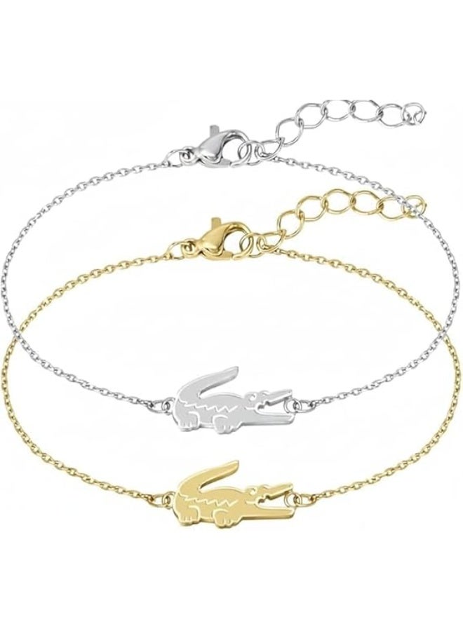 LACOSTE Couples Crocodile Bracelet for Men and Women – Stainless Steel, Luxurious and Elegant Design, Rust Resistant - Image 1