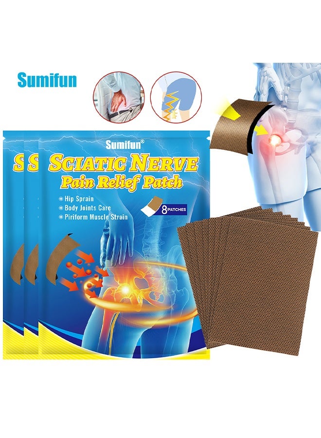 Sumifun Sciatic Nerve Pain Relief Patch, Sciatica Patches, Sciatic Nerve Pain Reducing Patch Elastic Fabric Multifuntcional Release Muscle Patch For Back Buttock 24 Sheets 3 PACKS - Image 1