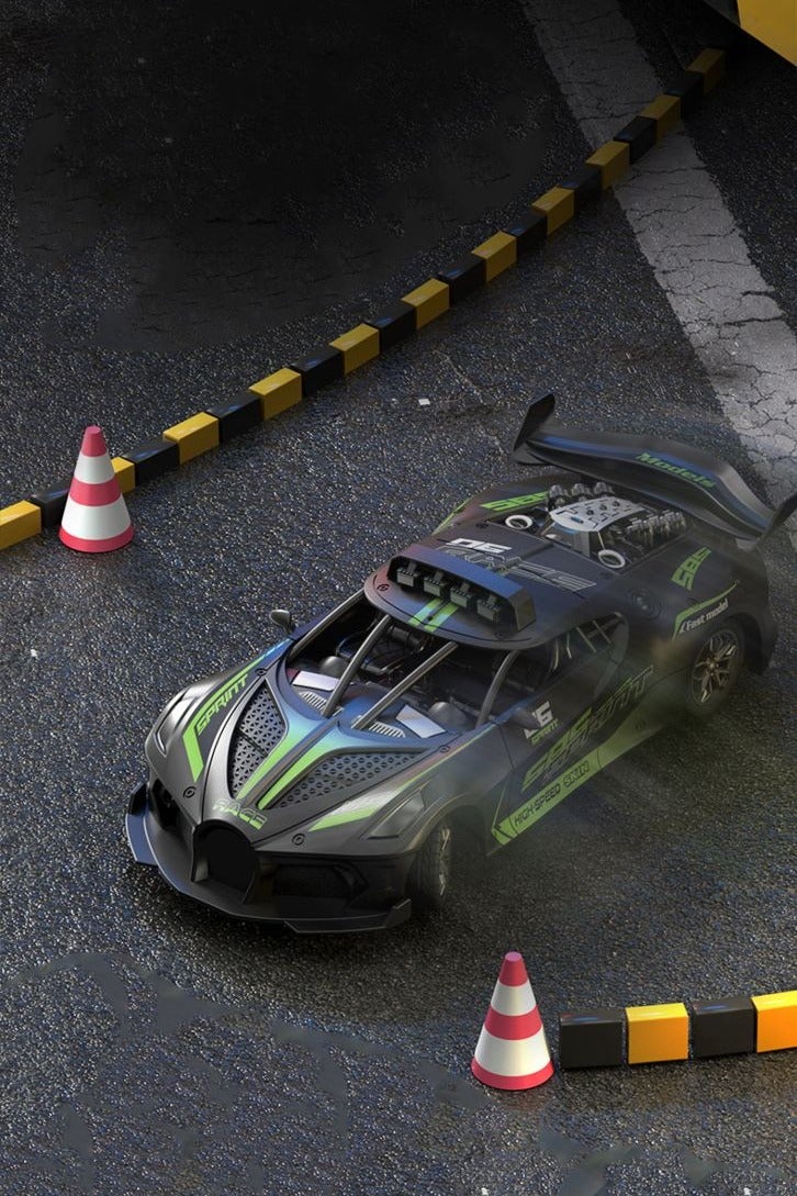 هالامودو 1:18 مقياس سيارة رياضية RC نموذج , 2.4 G متعددة الوظائف اللاسلكية التحكم عن بعد لعبة السيارة , مع الانجراف , موديل سيارة هدية للفتيان والبنات , شاشة جمع , أخضر / أسود ，25 سم * 10.5 سم * 6.5 سم - Image 2