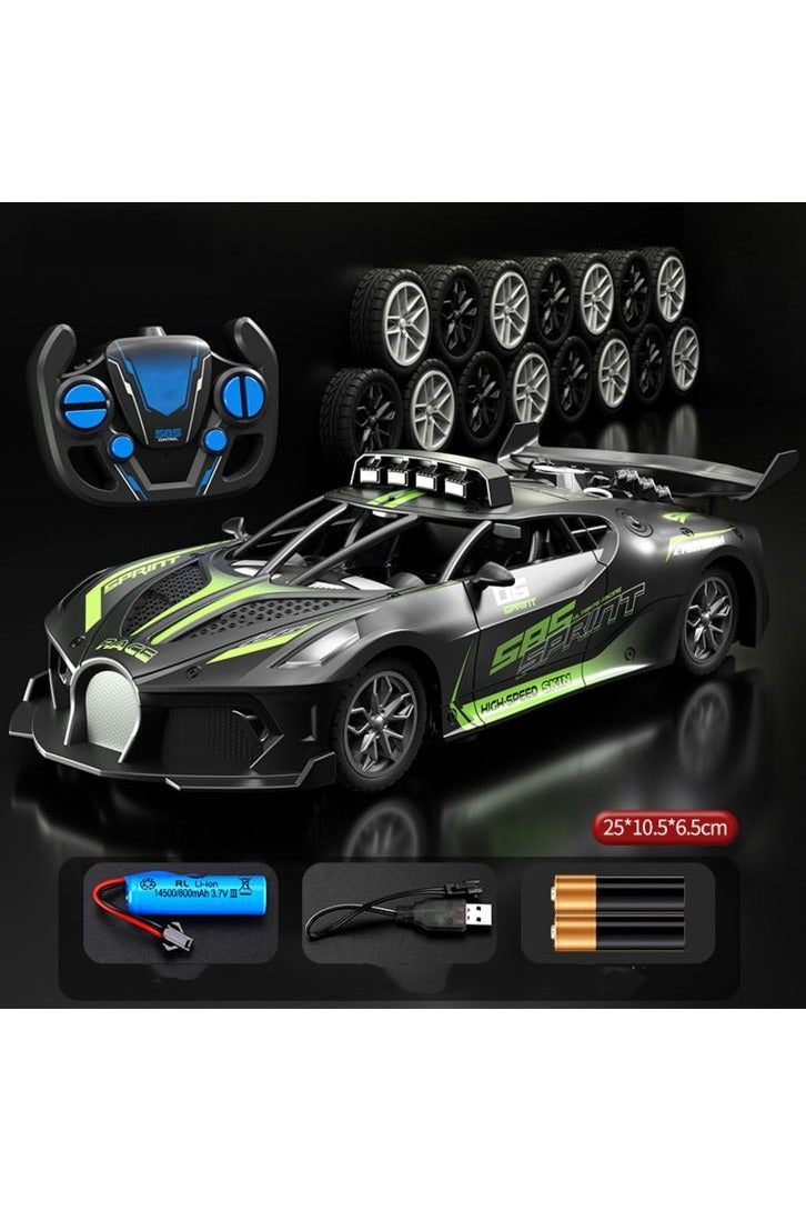 هالامودو 1:18 مقياس سيارة رياضية RC نموذج , 2.4 G متعددة الوظائف اللاسلكية التحكم عن بعد لعبة السيارة , مع الانجراف , موديل سيارة هدية للفتيان والبنات , شاشة جمع , أخضر / أسود ，25 سم * 10.5 سم * 6.5 سم - Image 3
