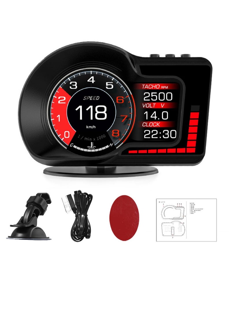 Generic Car Headup Display Digital GPS Speedometer Dual System Display with Speed/Clock/RPM/Water&Oil Temperature/Altitude/etc. Overspeed Alarm Acceleration Test Brake Test  - Image 1