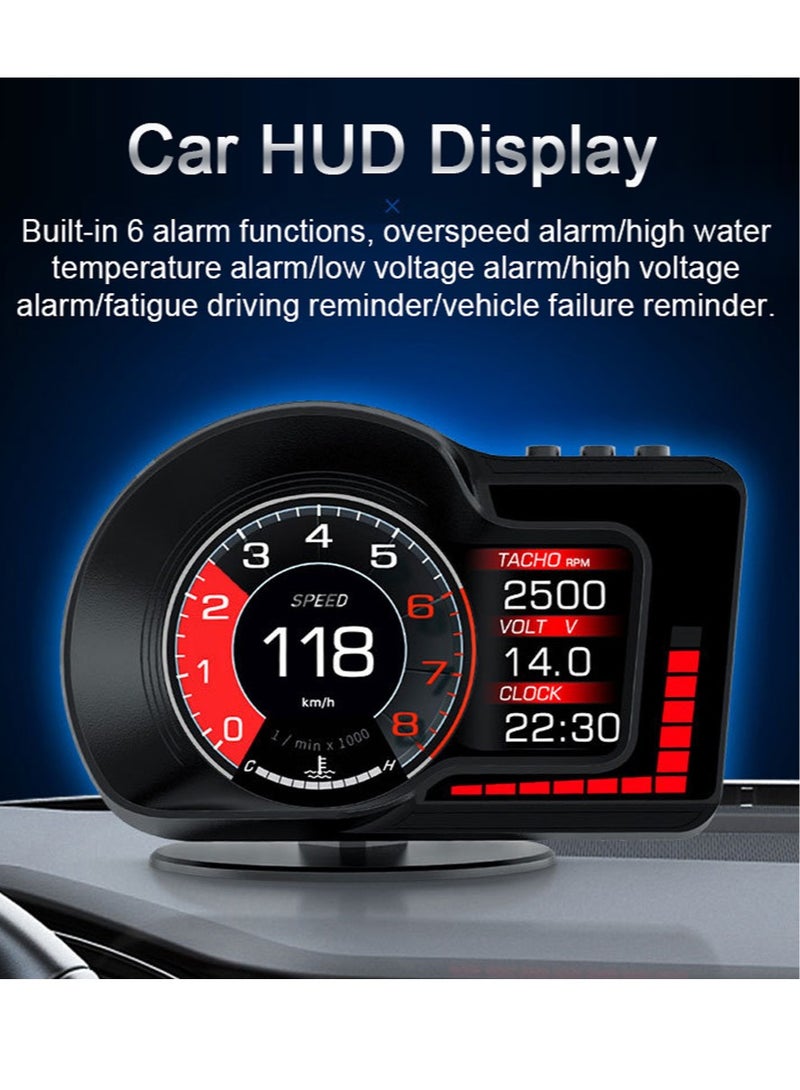 Generic Car Headup Display Digital GPS Speedometer Dual System Display with Speed/Clock/RPM/Water&Oil Temperature/Altitude/etc. Overspeed Alarm Acceleration Test Brake Test  - Image 4