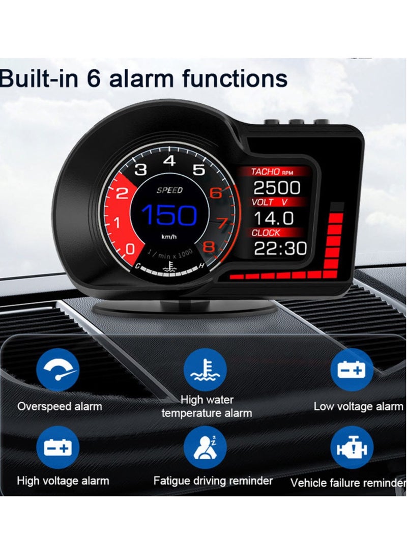 Generic Car Headup Display Digital GPS Speedometer Dual System Display with Speed/Clock/RPM/Water&Oil Temperature/Altitude/etc. Overspeed Alarm Acceleration Test Brake Test  - Image 3