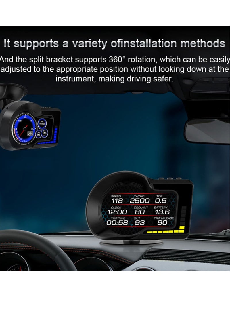 Generic Car Headup Display Digital GPS Speedometer Dual System Display with Speed/Clock/RPM/Water&Oil Temperature/Altitude/etc. Overspeed Alarm Acceleration Test Brake Test  - Image 5