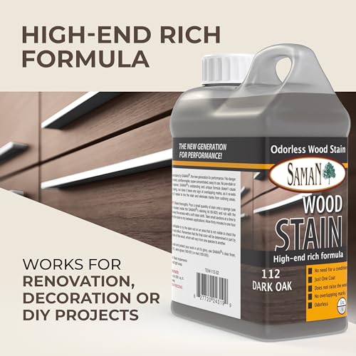 SamaN Interior Water Based Wood Stain - Natural Stain for Furniture, Moldings, Wood Paneling, Cabinets (Dark Oak TEW-112-32, 32 oz) - Image 2