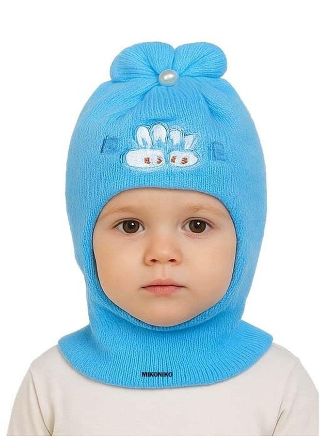 MIKONIKO Baby Boys & Girls Woolen Monkey Cap - Pack of 2 | Soft & Warm Full Coverage Beanie for Head, Ears & Neck | Stretchable Winter Cap (Blue|Yellow) Ideal for 6 Months to 12 Months - Image 2