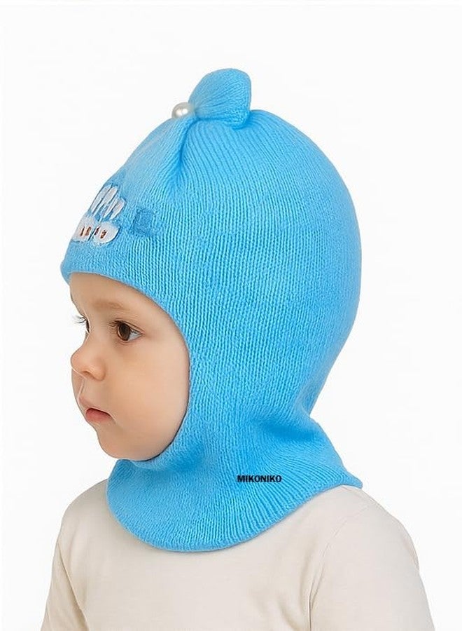 MIKONIKO Baby Boys & Girls Woolen Monkey Cap - Pack of 2 | Soft & Warm Full Coverage Beanie for Head, Ears & Neck | Stretchable Winter Cap (Blue|Yellow) Ideal for 6 Months to 12 Months - Image 5