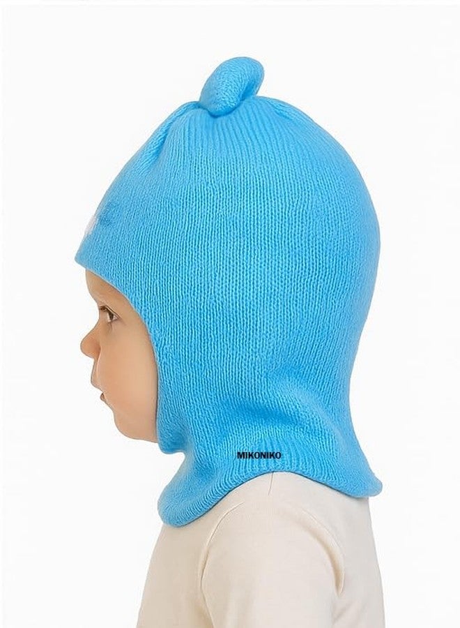 MIKONIKO Baby Boys & Girls Woolen Monkey Cap - Pack of 2 | Soft & Warm Full Coverage Beanie for Head, Ears & Neck | Stretchable Winter Cap (Blue|Yellow) Ideal for 6 Months to 12 Months - Image 4