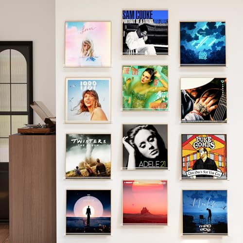 Laurensory 12 Pack Vinyl Record Shelf Wall Mount, 12-Inch Clear Acrylic Album Storage Holder, Floating Display Shelves for Wall Decor, Magazine Shelf, Kids Bookshelf, Suitable for Bedroom, Living Room - Image 5