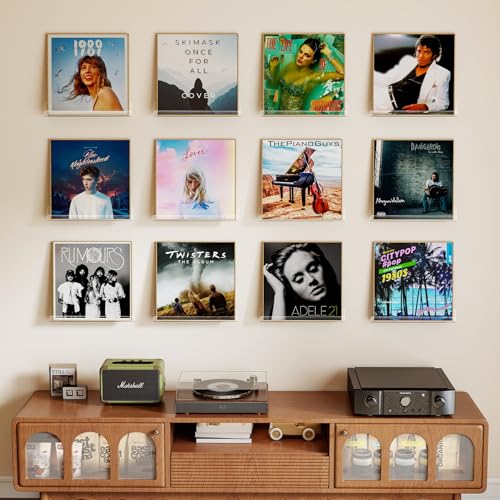 Laurensory 12 Pack Vinyl Record Shelf Wall Mount, 12-Inch Clear Acrylic Album Storage Holder, Floating Display Shelves for Wall Decor, Magazine Shelf, Kids Bookshelf, Suitable for Bedroom, Living Room - Image 2