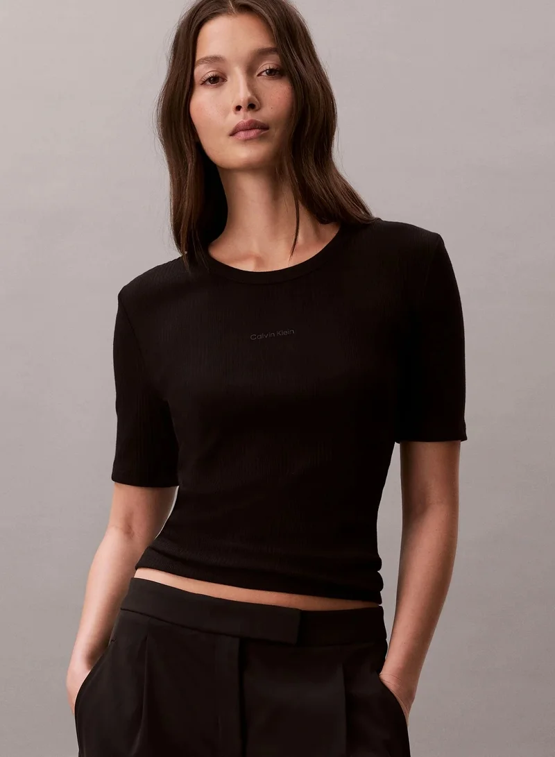 CALVIN KLEIN Ribbed Half Sleeve T-Shirt