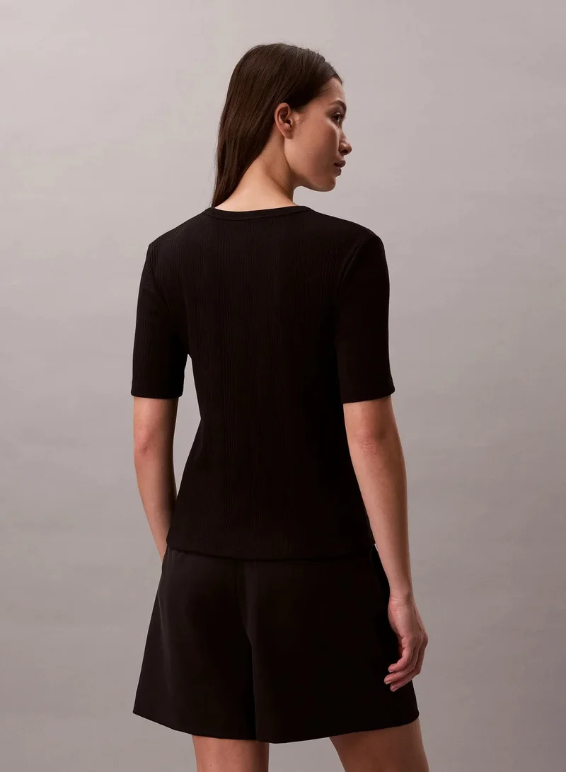 CALVIN KLEIN Ribbed Half Sleeve T-Shirt