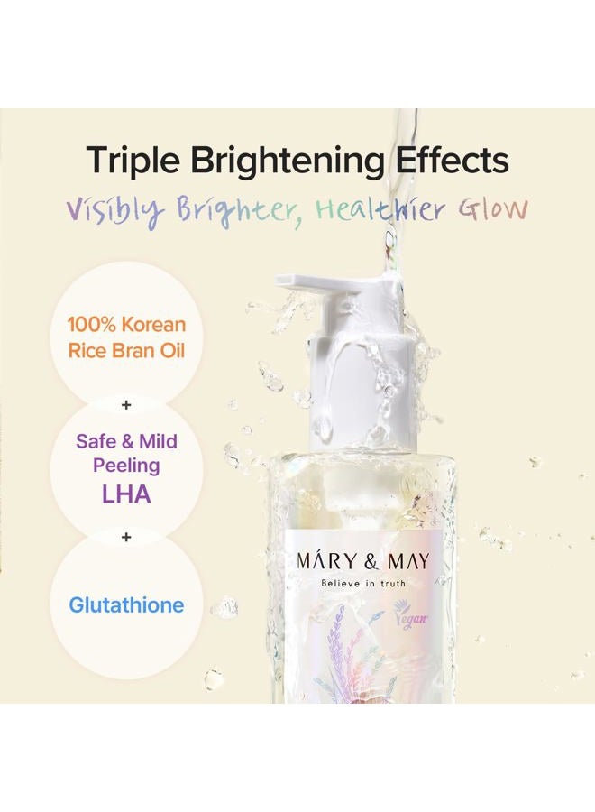 MARY & MAY Rice + Glutathione LHA Cleansing Oil | Daily Makeup Remover | Removes Impurities, Sebum & Clogged Pores | Double Cleanse | Gentle Exfoliation for Sensitive Skin | Korean Skincare | 6.76 fl oz - Image 3