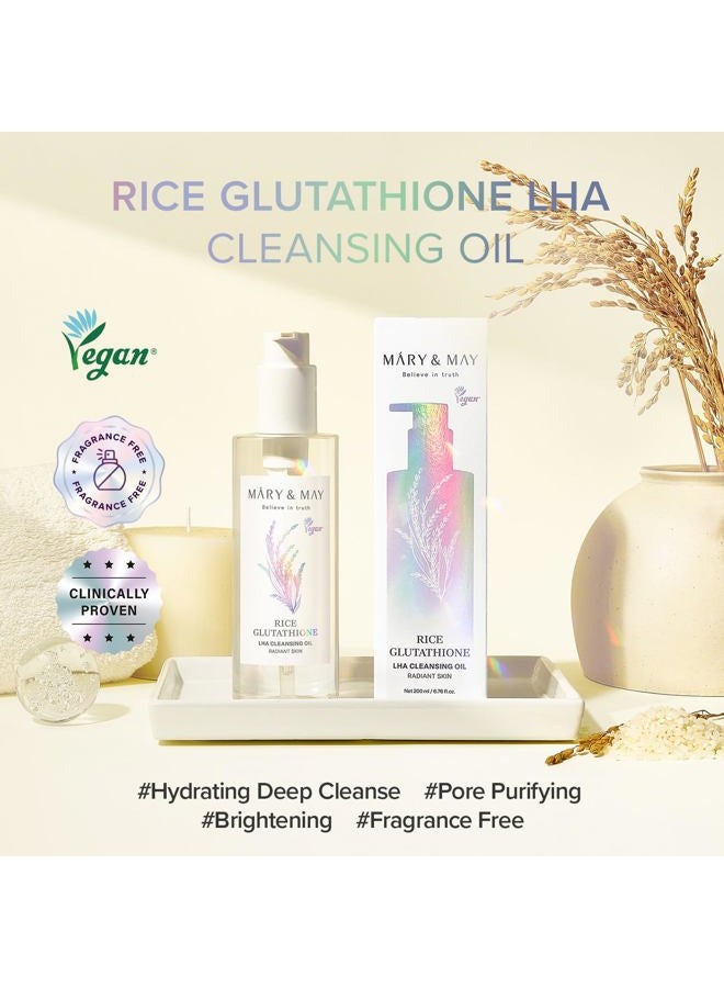 MARY & MAY Rice + Glutathione LHA Cleansing Oil | Daily Makeup Remover | Removes Impurities, Sebum & Clogged Pores | Double Cleanse | Gentle Exfoliation for Sensitive Skin | Korean Skincare | 6.76 fl oz - Image 2