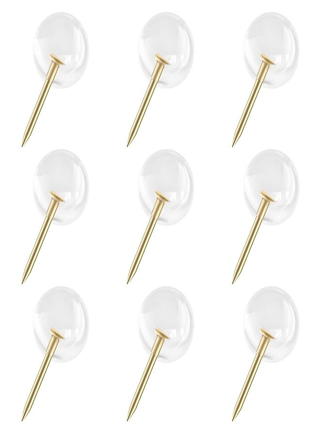 VAPKER Gold Map Tacks 150Pcs Large Size Pins 0.37inch (9.5mm) Round Head Push Pins Golden Steel Point with Transparent Plastic Round Head Map Thumb Tacks for Pictures, Posters, Documents - Image 1