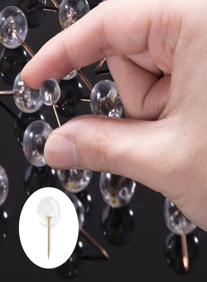 VAPKER Gold Map Tacks 150Pcs Large Size Pins 0.37inch (9.5mm) Round Head Push Pins Golden Steel Point with Transparent Plastic Round Head Map Thumb Tacks for Pictures, Posters, Documents - Image 4