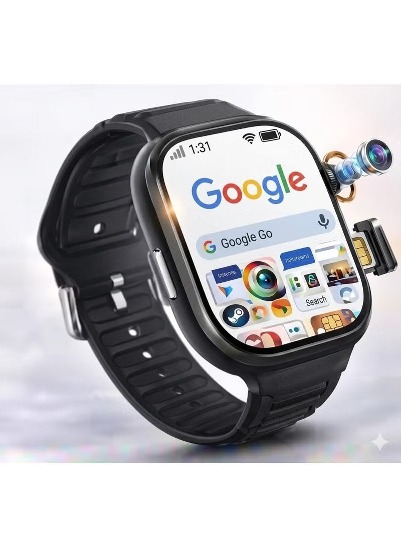 Smartbarry C99 Plus Smart Watch 2.06'' AMOLED HD Display, 6+64GB Storage, GPS WiFi Smart Connectivity, SIM Calling Support, 3D Rotating Camera, Advanced Fitness Tracker Smartwatch - Black - Image 1