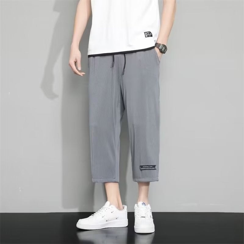 Summer Thin Ice Silk Mens Sports Casual Shorts Black  - Image 3