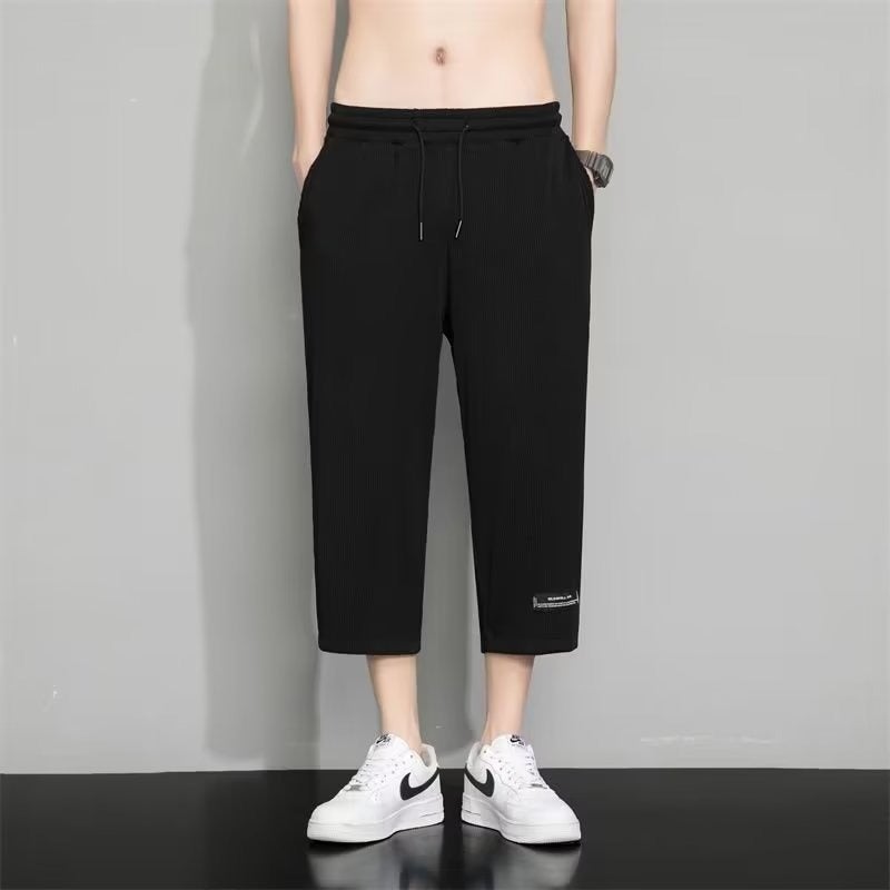 Summer Thin Ice Silk Mens Sports Casual Shorts Black  - Image 1