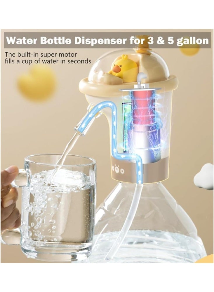 هومستر مضخة مياه كهربائية بتصميم كرتوني لعبوات 5 جالون - موزع مياه بضغطة زر مع شحن Type-C، محمولة للمنزل والمكتب والتخييم - Image 3