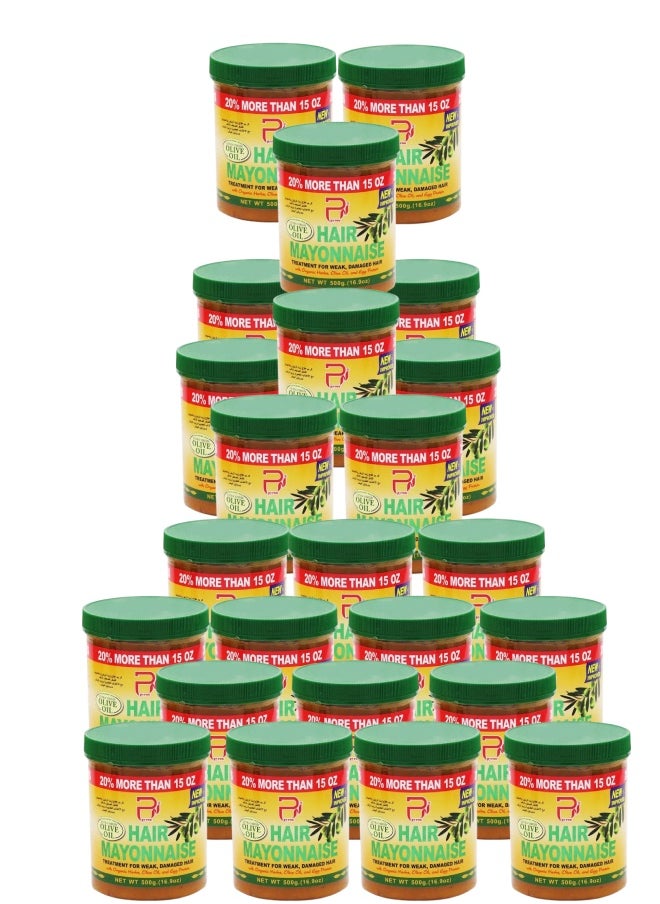 PYRON 24 Pieces Hair Mayonnaise Treatment for Weak & Damaged Hair with Olive Oil 500grams  - Image 1