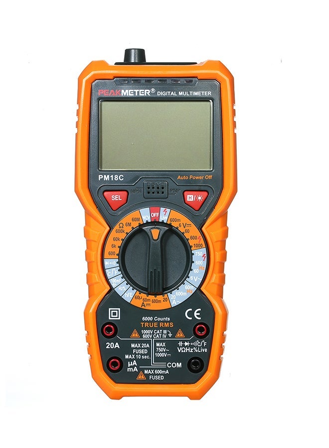 NIBEMINENT Multi-Function Handheld AC/DC Voltage Tester-PM18C Black/Orange - Image 1