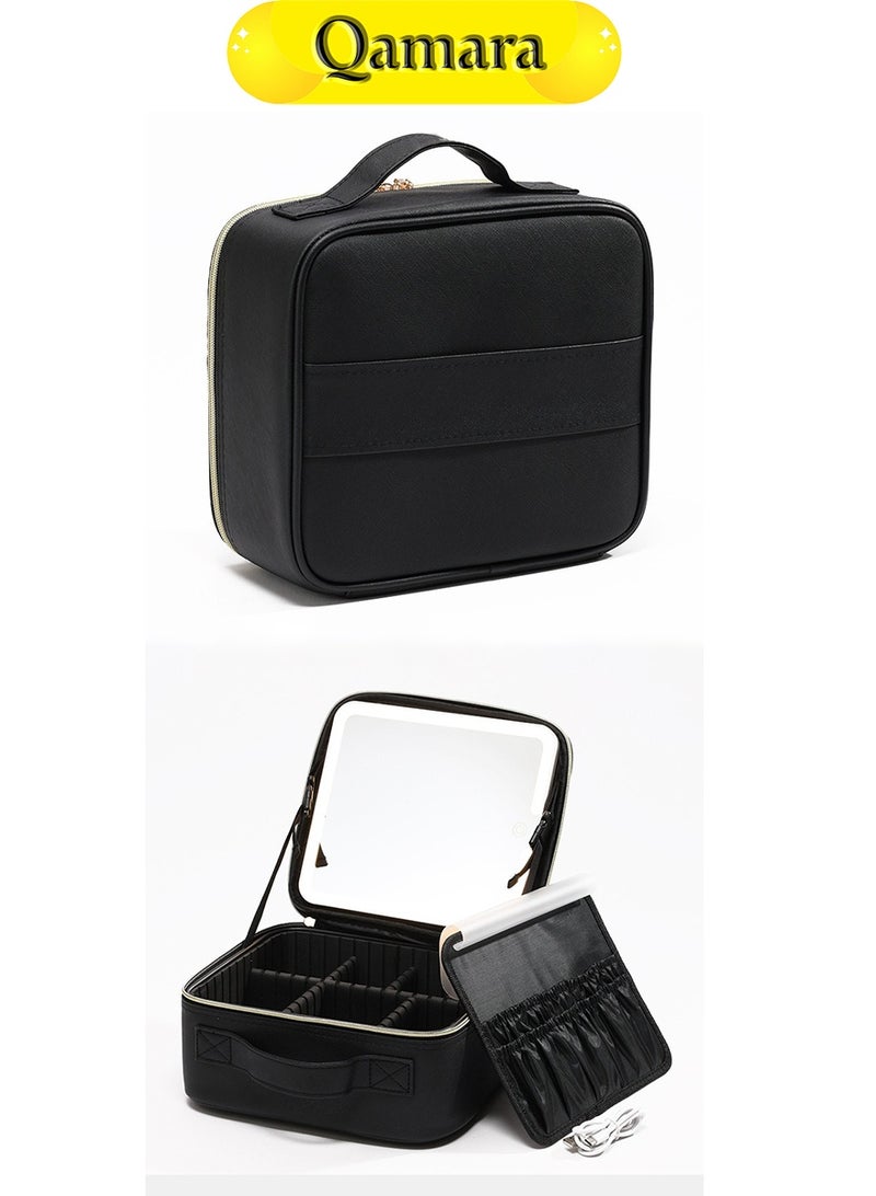 QAMARA LED makeup bag, makeup mirror, genuine leather material, used for cosmetics storage. - Image 2