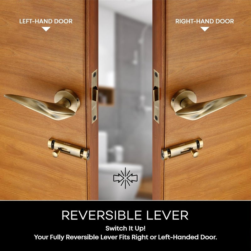 LAPO LAPO Deluxe Door Lock for Bathroom Door Lock Balcony Store Room Mortise Keyless Handlesets with Brass Baby Latch for HomeOfficeHotel Antique Finish 3 Years Warranty Ro178  - Image 2