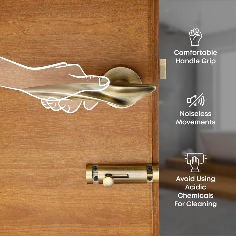 LAPO LAPO Deluxe Door Lock for Bathroom Door Lock Balcony Store Room Mortise Keyless Handlesets with Brass Baby Latch for HomeOfficeHotel Antique Finish 3 Years Warranty Ro178  - Image 4