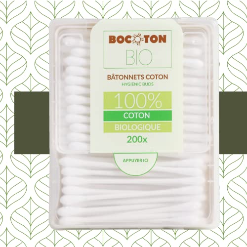 BOCOTON B BOCOTON Double Sided Soft Bio Organic 100% Cotton Hygienic Ear Makeup Cleaning Buds for Men, Women n Kids, Premium Non-Toxic Cotton Swabs 200 Sticks - Image 2