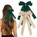 MIKONIKO Bow Hair Clips 2PCS Set for Women and Girls Black White Ribbon Bows for Hair with Long Tail Alligator Clip Green Khaki - Image 2