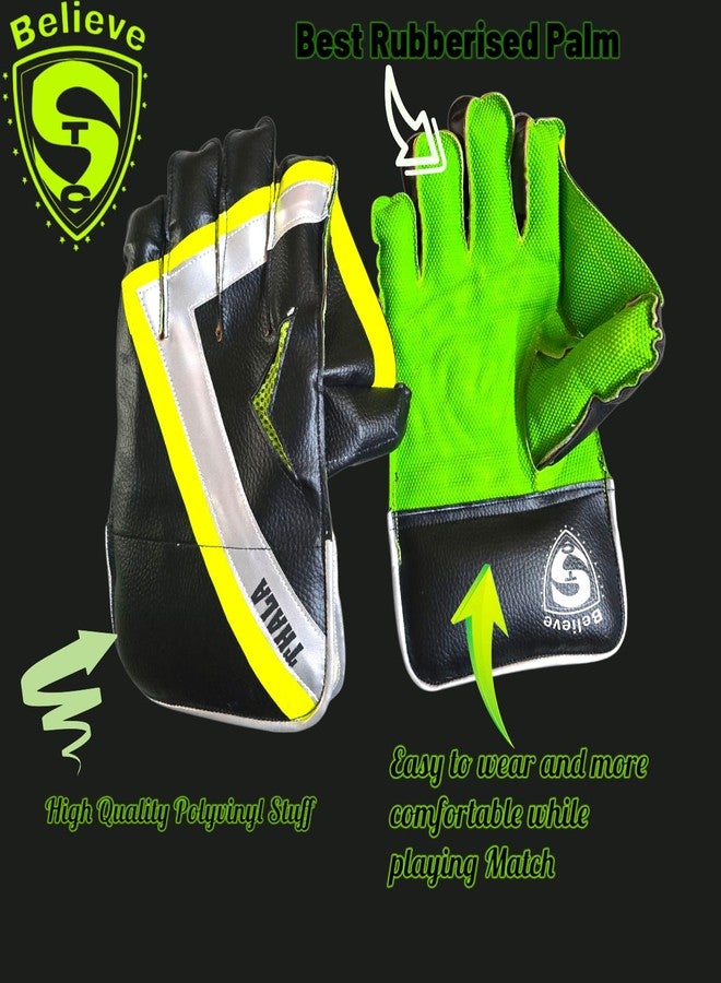 قفازات حارس المرمى للكريكيت من مطاط PVC من STC SPORTS طراز Thala-G، للبالغين (اللون: أسود وأخضر) - Thala-G - Image 4