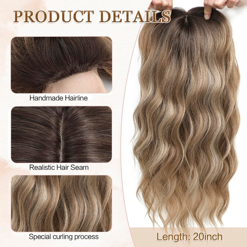 gulagula Hair Topper 20" Wavy Hair Toppers for Women 6.5x6.5â€ Base Size Hairtoppers for Women with Thinning hair Wavy Clip In - Image 3