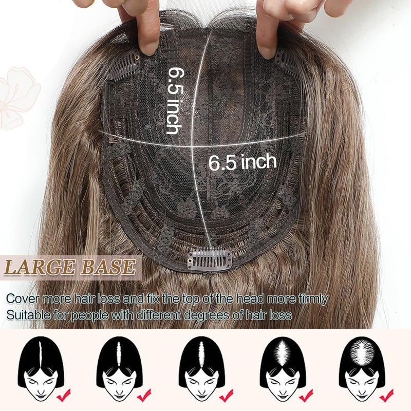 gulagula Hair Topper 20" Wavy Hair Toppers for Women 6.5x6.5â€ Base Size Hairtoppers for Women with Thinning hair Wavy Clip In - Image 4