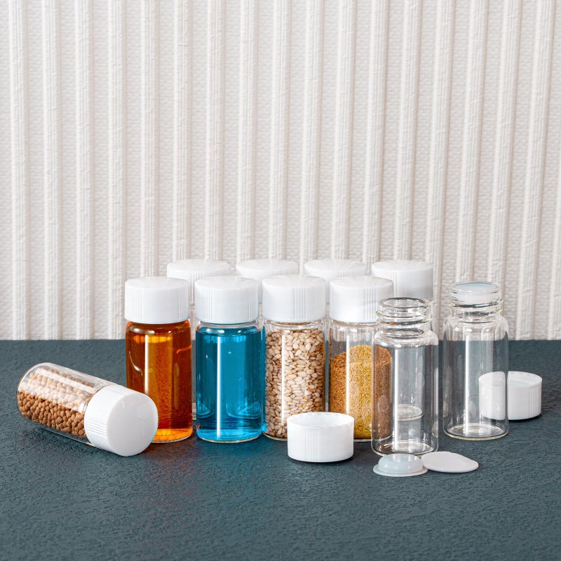 BKMAMLAB 10ml Clear Glass Vial 20pcs with white Screw cap and inner plug 20pcs, leak-proof Glass Bottle Sealed Sample Vials - Image 3