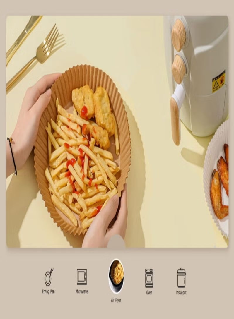 بطانة ورقية للمقلاة الهوائية يمكن التخلص منها ، ورق طبخ للمقلاة الهوائية ، بطانات المقلاة الهوائية غير اللاصقة ، ورق الخبز للمقلاة الهوائية مقاومة للزيت ، شهادة جامعية من الدرجة الغذائية لخبز الميكروويف التحميص(50 قطعة) - Image 3