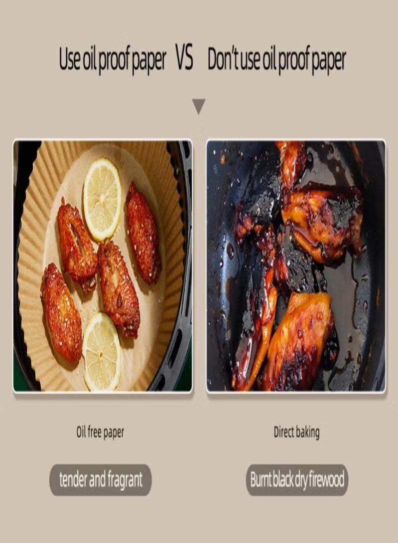 بطانة ورقية للمقلاة الهوائية يمكن التخلص منها ، ورق طبخ للمقلاة الهوائية ، بطانات المقلاة الهوائية غير اللاصقة ، ورق الخبز للمقلاة الهوائية مقاومة للزيت ، شهادة جامعية من الدرجة الغذائية لخبز الميكروويف التحميص(50 قطعة) - Image 4