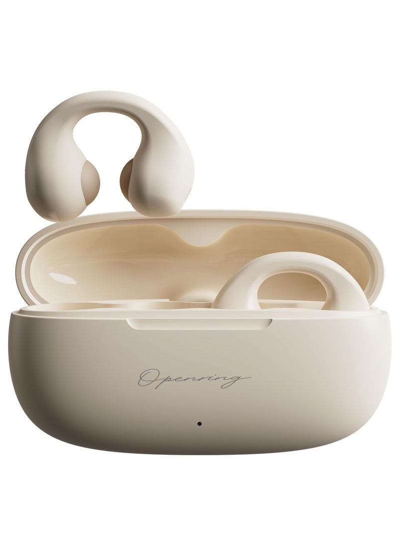 Bone Conduction Wireless Earbuds, Bluetooth 5.3, 30H Playtime, Waterproof Sport Headphones with Built-in Mic, Compatible with Android and iOS, Open Ear Design, White - Image 1