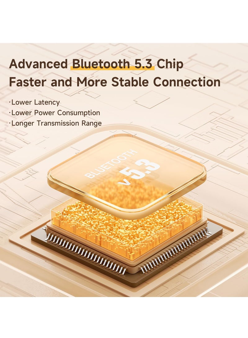 Bone Conduction Wireless Earbuds, Bluetooth 5.3, 30H Playtime, Waterproof Sport Headphones with Built-in Mic, Compatible with Android and iOS, Open Ear Design, White - Image 3