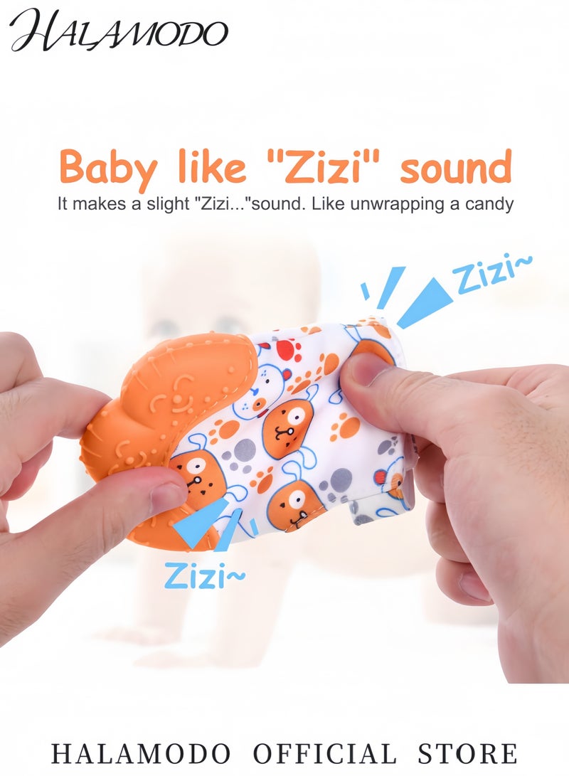 HALAMODO 4 PCS Silicone Baby Teething Glove Anti-Scratch Teething Relief Glove for Infants 0-12 Months Baby Teething Toy Safe Non-Toxic Silicone Material with Adjustable Strap - Image 5