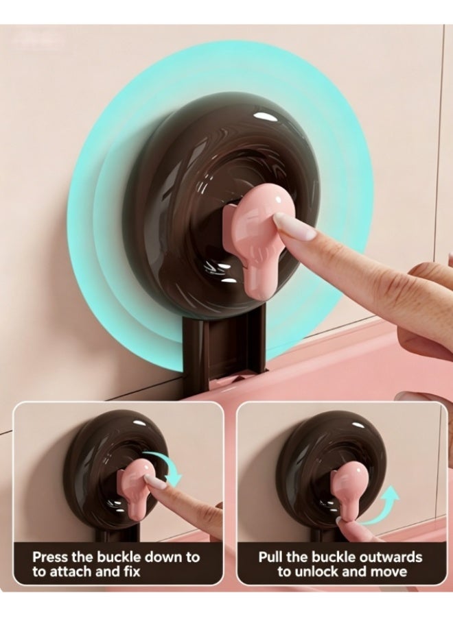 Suction Cup Bathroom Shelf, No Drill Wall Mount Shower Caddy, Reusable Removable Bathroom Storage Organizer, Heavy Duty Space Saving Toiletries Rack, Thickened Plastic Shower Shelves for Bathroom Kitchen, Brown - Image 4