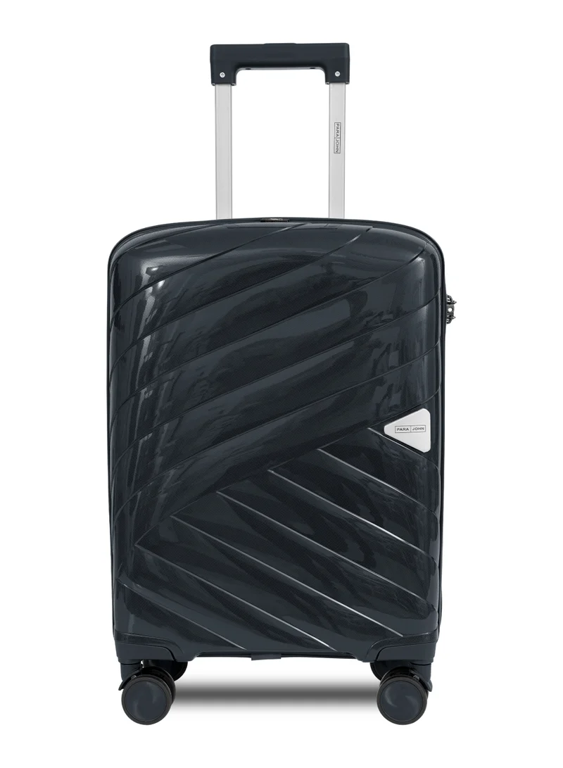 بارا جون Apex 20-Inch Small PP Hard Case Cabin Luggage Trolley Bag – 10kg Capacity, 8 Spinner Wheels & Lock, Black