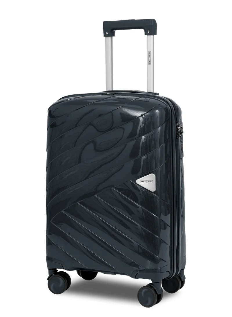 بارا جون Apex 20-Inch Small PP Hard Case Cabin Luggage Trolley Bag – 10kg Capacity, 8 Spinner Wheels & Lock, Black